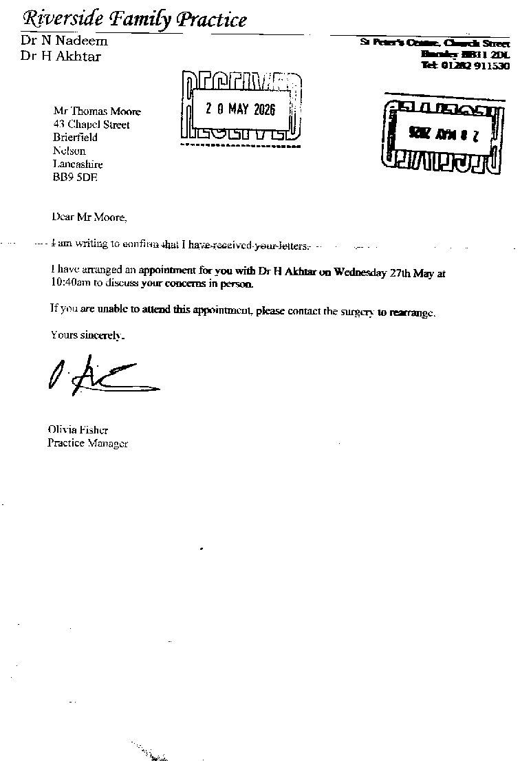 by Olivia Fisher, practice Manager, Riverside Medical Practice, Burnley