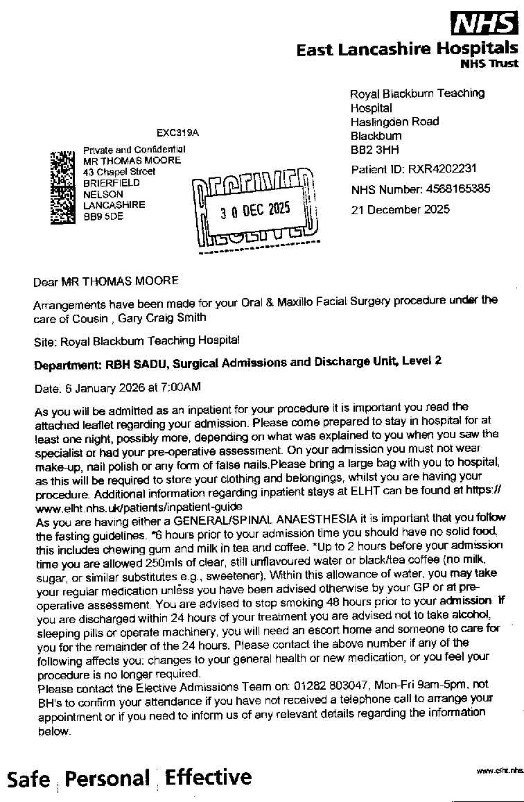 Burnley General Hospital, 21 December 2025, p1