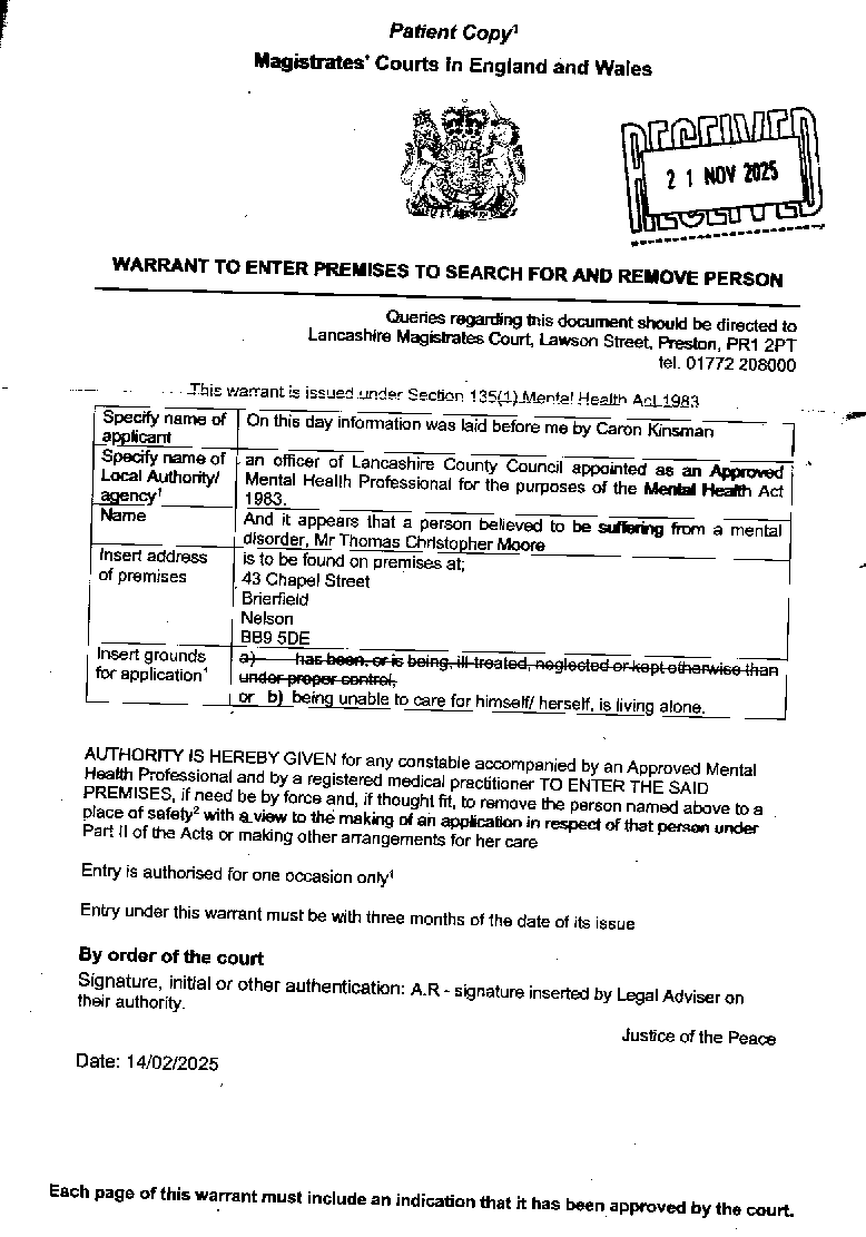 H M Courts and Tribunals Service, dated 14 February 2025